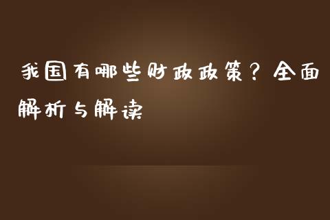 我国有哪些财政政策？全面解析与解读_https://m.kuaijiepai.net_货币基金_第1张