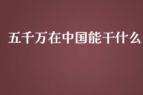 五千万在中国能干什么_https://m.kuaijiepai.net_债券投资_第1张