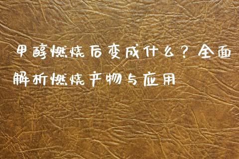 甲醇燃烧后变成什么？全面解析燃烧产物与应用_https://m.kuaijiepai.net_货币基金_第1张