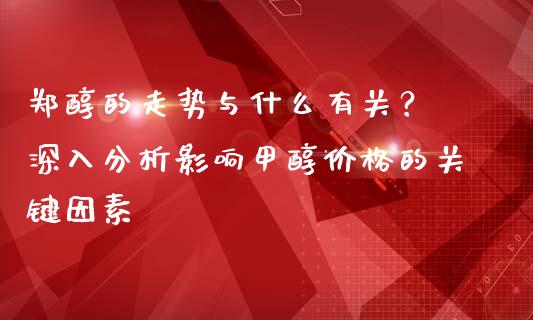 郑醇的走势与什么有关？ 深入分析影响甲醇价格的关键因素_https://m.kuaijiepai.net_股票交易_第1张