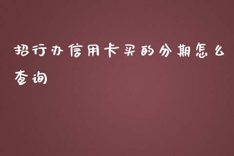 招行办信用卡买的分期怎么查询_https://m.kuaijiepai.net_货币基金_第1张