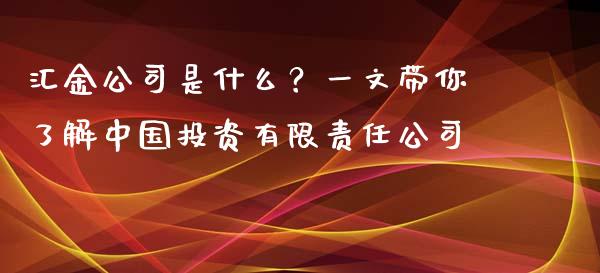 汇金公司是什么？一文带你了解中国投资有限责任公司_https://m.kuaijiepai.net_货币基金_第1张