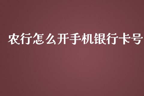 农行怎么开手机银行卡号_https://m.kuaijiepai.net_股票交易_第1张