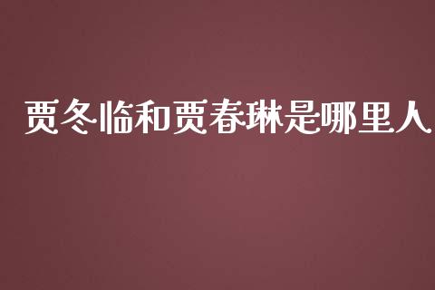 贾冬临和贾春琳是哪里人_https://m.kuaijiepai.net_货币基金_第1张