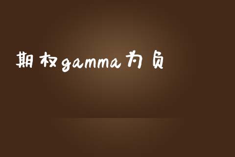 期权gamma为负_https://m.kuaijiepai.net_货币基金_第1张