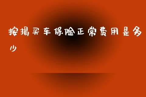 按揭买车保险正常费用是多少_https://m.kuaijiepai.net_货币基金_第1张