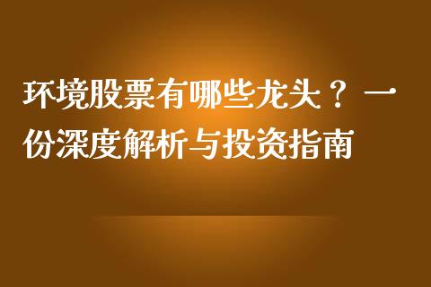 环境股票有哪些龙头？ 一份深度解析与投资指南_https://m.kuaijiepai.net_资产证券化_第1张