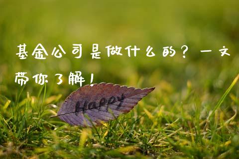基金公司是做什么的？一文带你了解！_https://m.kuaijiepai.net_货币基金_第1张