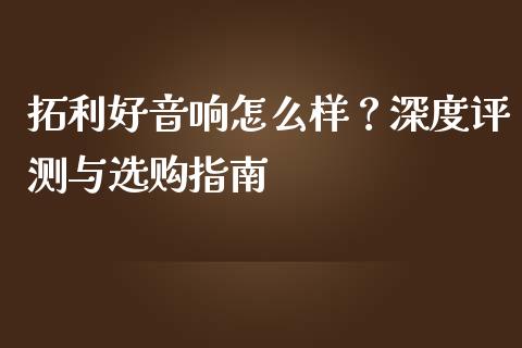 拓利好音响怎么样？深度评测与选购指南_https://m.kuaijiepai.net_资产证券化_第1张