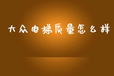 大众电梯质量怎么样_https://m.kuaijiepai.net_债券投资_第1张
