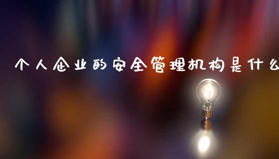 个人企业的安全管理机构是什么_https://m.kuaijiepai.net_货币基金_第1张