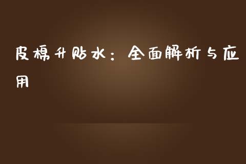 皮棉升贴水：全面解析与应用_https://m.kuaijiepai.net_股票交易_第1张