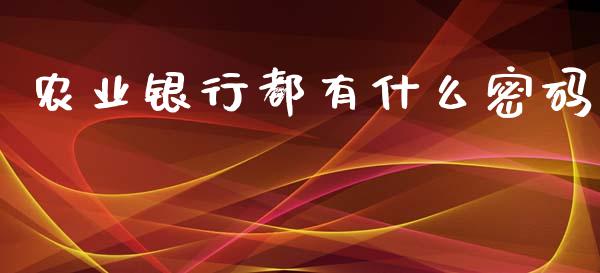农业银行都有什么密码_https://m.kuaijiepai.net_债券投资_第1张