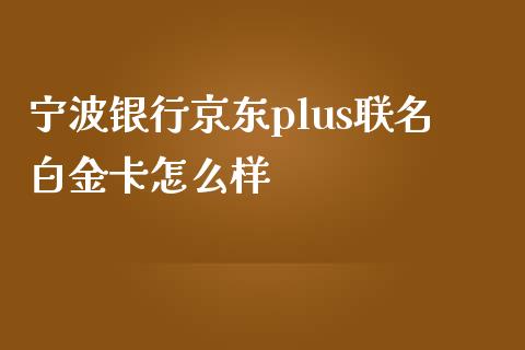 宁波银行京东plus联名白金卡怎么样_https://m.kuaijiepai.net_股票交易_第1张