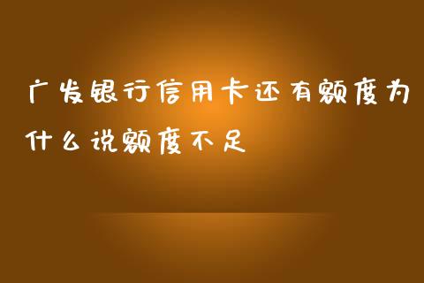 广发银行信用卡还有额度为什么说额度不足_https://m.kuaijiepai.net_货币基金_第1张