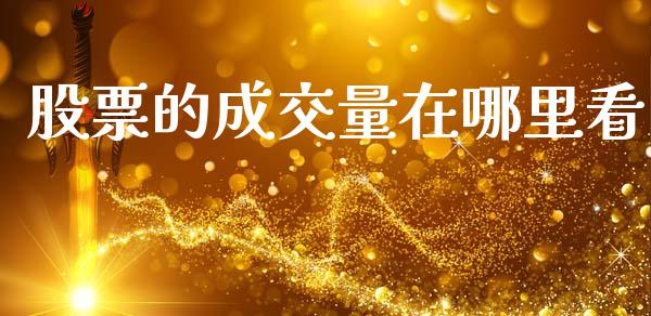 股票的成交量在哪里看_https://m.kuaijiepai.net_资产证券化_第1张