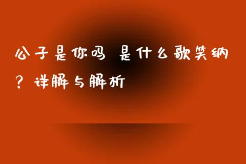 公子是你吗 是什么歌笑纳？详解与解析_https://m.kuaijiepai.net_债券投资_第1张