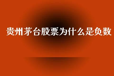 贵州茅台股票为什么是负数_https://m.kuaijiepai.net_资产证券化_第1张