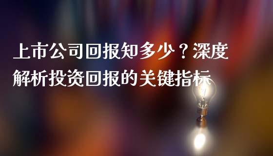 上市公司回报知多少?深度解析投资回报的关键指标_货币基金_第1张_货币基金_债券投资_股票交易_资产证券化 上市公司回报知多少?深度解析投资回报的关键指标_https://m.kuaijiepai.net_货币基金_第1张
