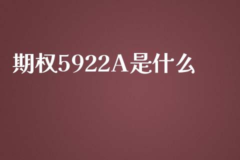 期权5922A是什么_https://m.kuaijiepai.net_货币基金_第1张