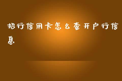 招行信用卡怎么查开户行信息_https://m.kuaijiepai.net_货币基金_第1张
