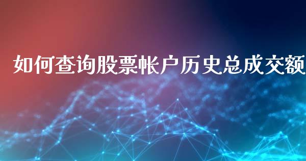 如何查询股票帐户历史总成交额_https://m.kuaijiepai.net_货币基金_第1张